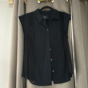Maeve by Anthropologie button up black blouse with sheer sides